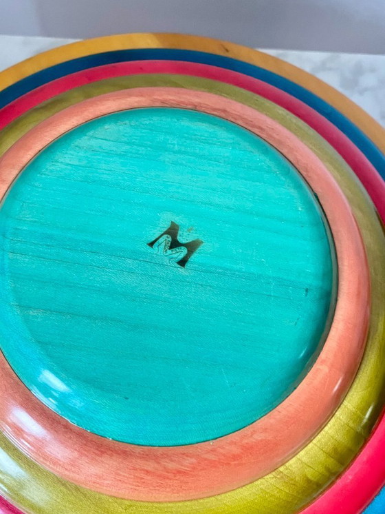 Image 1 of Centrotavola vintage in legno multicolore di Pietro Manzoni – Italia, design anni '70
