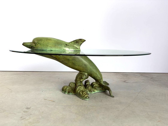 Table basse dauphin en laiton, années 1970 - France – Tables basses, Glass, Brass (photo 5 of 13)
