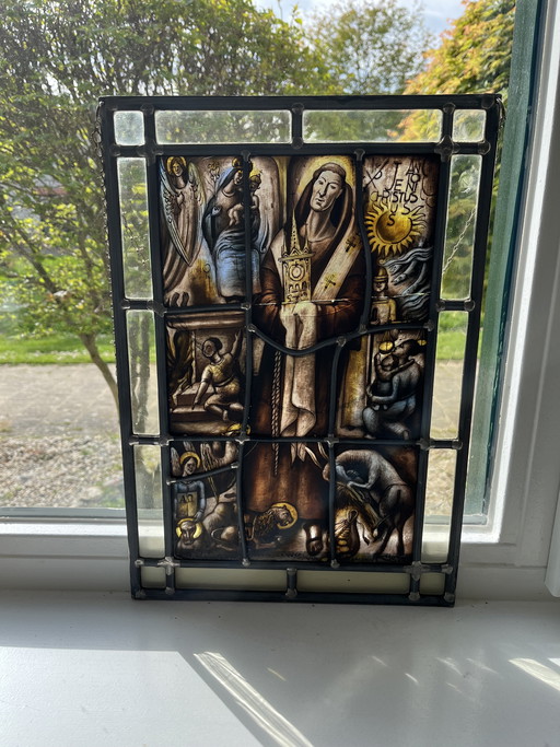 Panneau de vitrail unique d'Henri Jonas