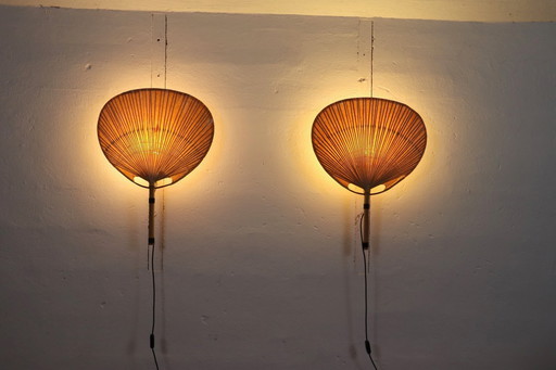 Pair Of Ingo Maurer Uchiwa II Wall Lamps For M-Design, 1973