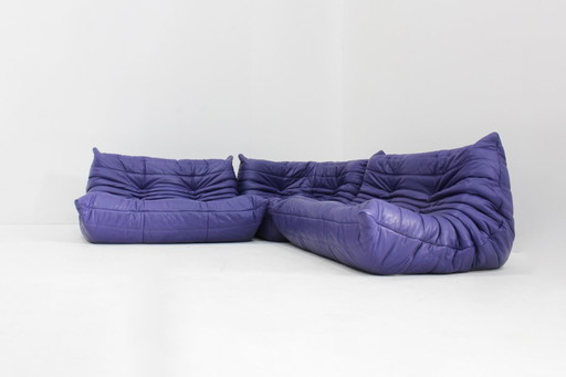 Togo-Sofagarnitur aus lila Leder von Michel Ducaroy für Ligne Roset aus den 1990er Jahren