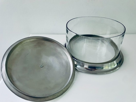 Image 1 of Vintage voorraadpot met aluminium deksel en glazen cilinder
