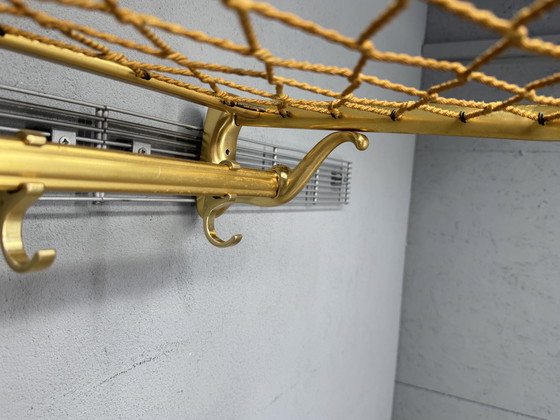 Image 1 of Vintage metalen wandkapstok met touw