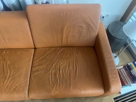 Image 1 of Reflex Artifort modulebank in cognackleurig leer 3-zits design Toine van den Heuvel