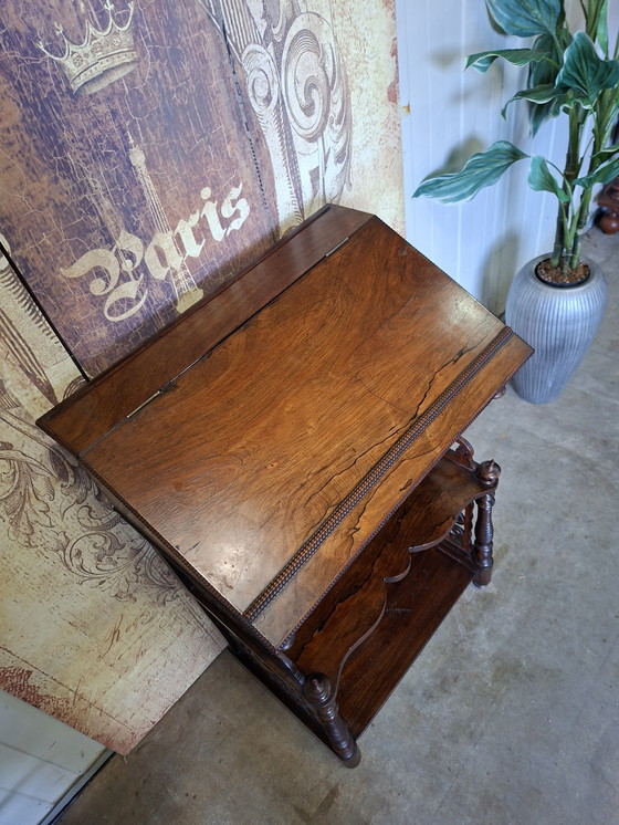 Image 1 of Antique lectern writing table secretary, beautiful carving Victorian style dimensions 58x37cm and 92cm high.