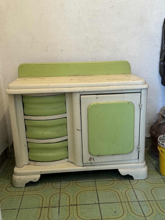 Vintage Green and White Wooden Washstand, 1950s – Dressing tables, Rustic (photo 5 of 6)