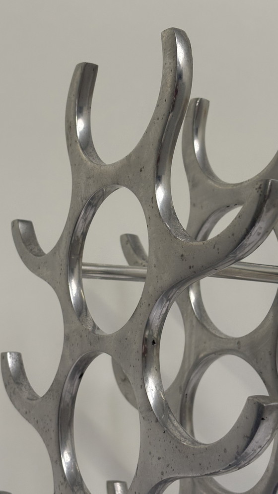Image 1 of Casier à vin en aluminium argenté, design Michael Noll, pour 15 bouteilles de vin