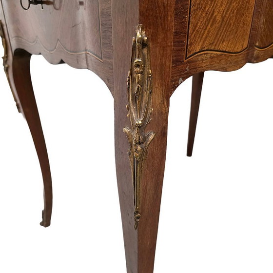 Image 1 of Table de jeu française de style Louis XV avec marqueterie, années 1960