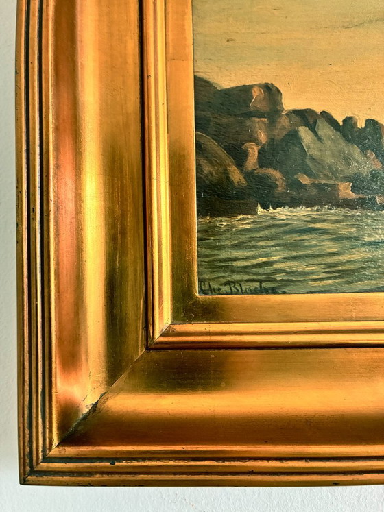 Antique Signed Sailing Ship Seascape Oil Painting – Paintings & Drawings, Wood (photo 4 of 26)