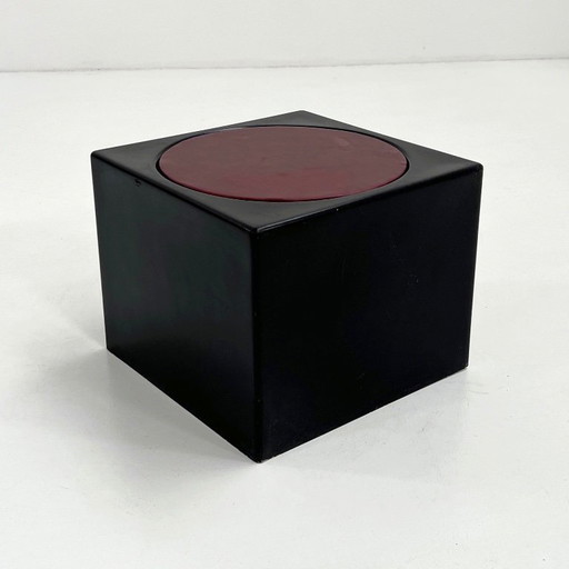 Schwarzer & Burgunder Würfelhocker Il Kubile von MIM Roma, 1970er