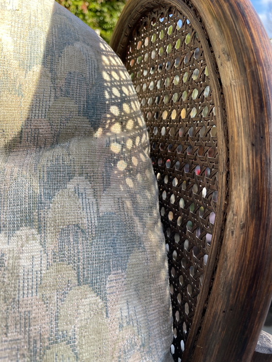 Image 1 of Vintage rotan en wicker bergère oorfauteuil Gio Ponti stijl