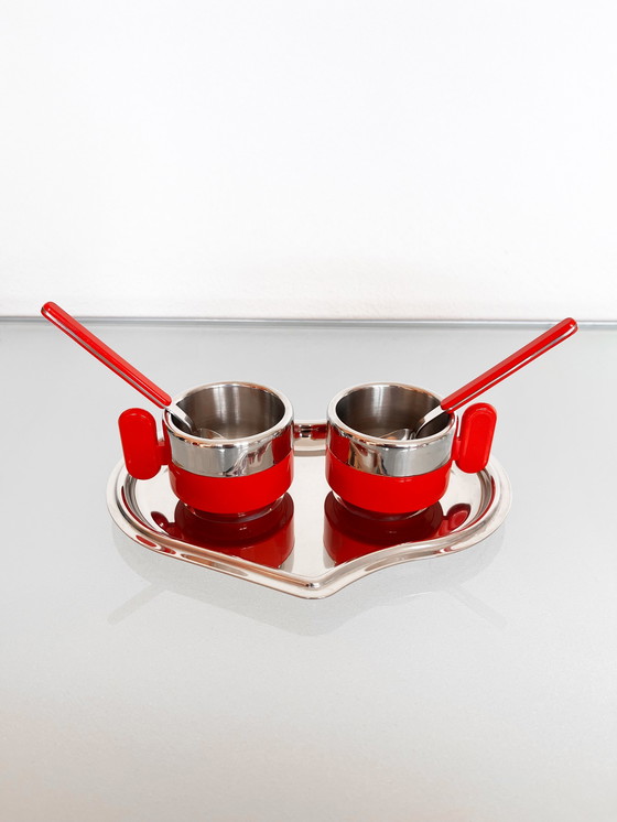 Image 1 of Set di due tazze da caffè espresso e vassoio vintage Morinox