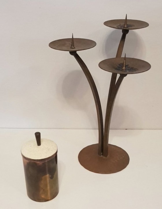 Image 1 of Bauhaus-Kerzenhalter aus Messing von Alfred Schaefter