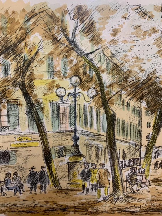 Litografia di paesaggio urbano di Michele Cascella, anni '50, Dipinti e disegni (foto 5 di 5)