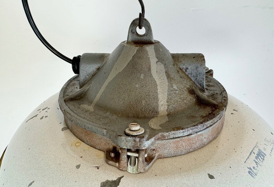 Image 1 of Industrielle graue Emaille-Hängeleuchte im Fabrikkäfig-Design aus Gusseisen von Zaos, 1960er Jahre