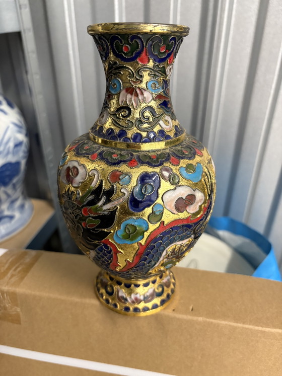 Image 1 of Beautiful Chinese coisonné vase - 20 centimeters, pure craftsmanship