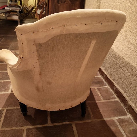 Antique Napoleon III period chaise longue, needing reupholstering / Wooden frame & turned legs – Textile (photo 8 of 10)