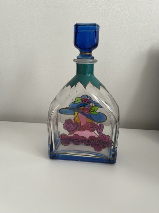 Luigi Bormioli Vintage Anni '70 Pop Art Caraffa Donna con Tappo Blu