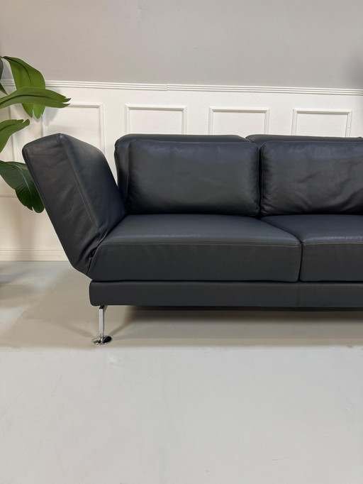 Brühl Moule Sofa Leather Black-Blue Exhibition piece