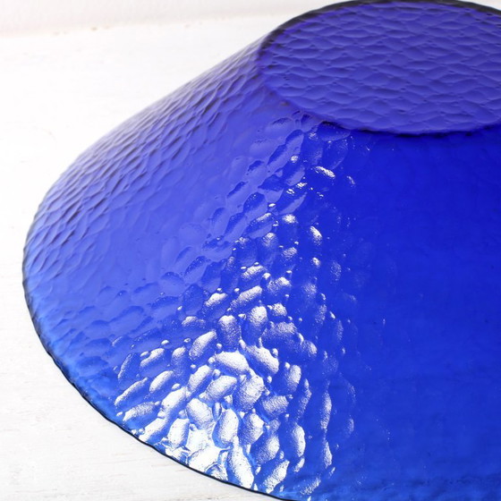 Image 1 of Mid-Century Cobalt Blue Glass Bowl / Large France Centerpiece / Arcoroc / France / 1980s