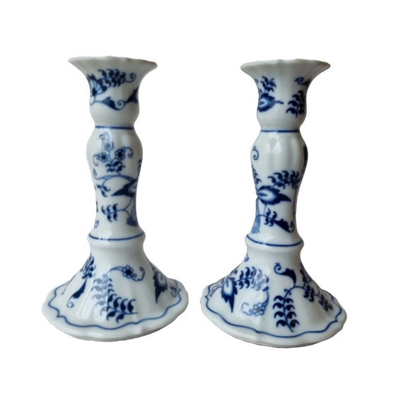 Image 1 of Vintage Danube porcelain candlesticks