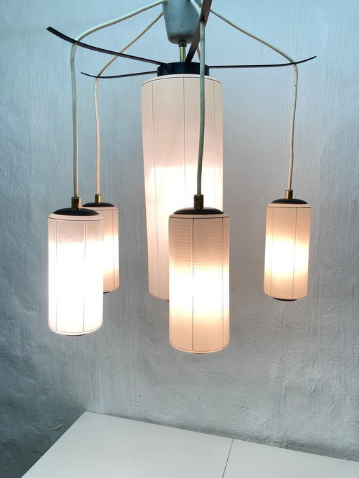 50s 60s chandelier cascade lamp with 6 glass shades