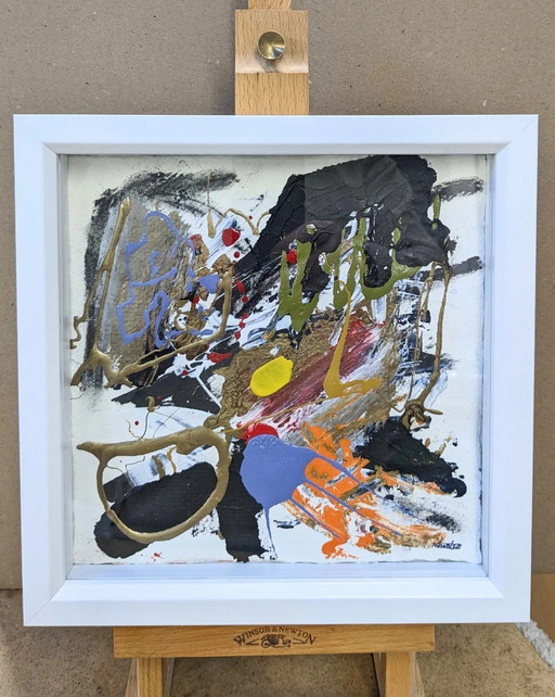 Abstract Expressionist Original Acrylic Ink Oil Paper by Nigel Waters - Signed & Framed