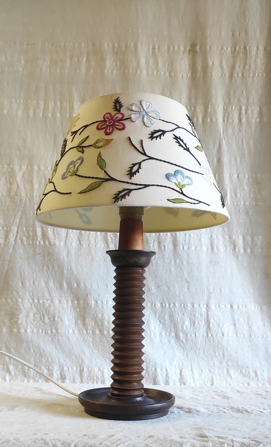 Image 1 of Turned solid wood table lamp - 1960s/70s