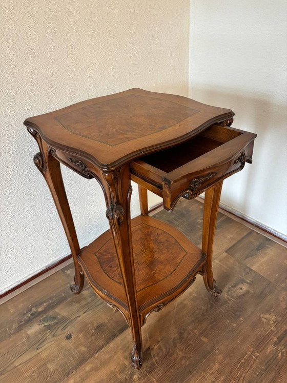 Art Nouveau side table with drawer 43x43x71.5 cm – Wood (photo 2 of 6)