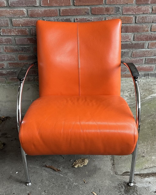 Oranje design fauteuil modern buizenframe