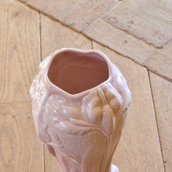 Image 1 of Grande vaso antico Art Nouveau in terracotta rosa, firmato Salins-les-Bains