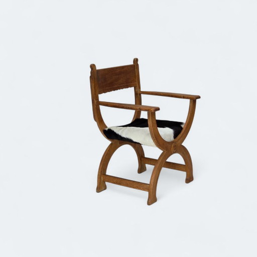 1960s, Danish armchair, completely reupholstered, furniture cowhide, oak.