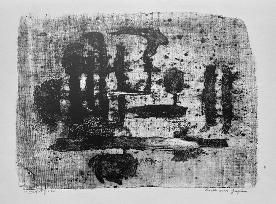 Image 1 of Zeefdruk Wim Motz - Nacht over Japan