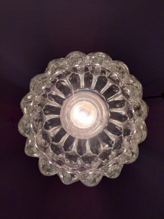 Suspension vintage italienne verre et laiton, Italiaans ontwerp, Métal, Transparent (photo 7 sur 9)