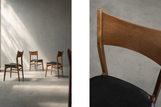 Image 1 of Vintage Mid-Century Scandinavian Modern Dining Chairs in Beech and Teak, 1960s, Set of 4