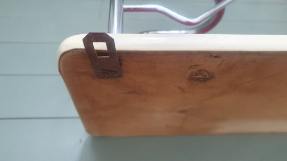 Image 1 of Appendiabiti da parete vintage di metà secolo - cromato - legno - mensola per cappelli.