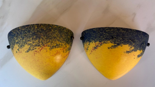 Vintage set French Wall lights – Art de France (Pâte de Verre)