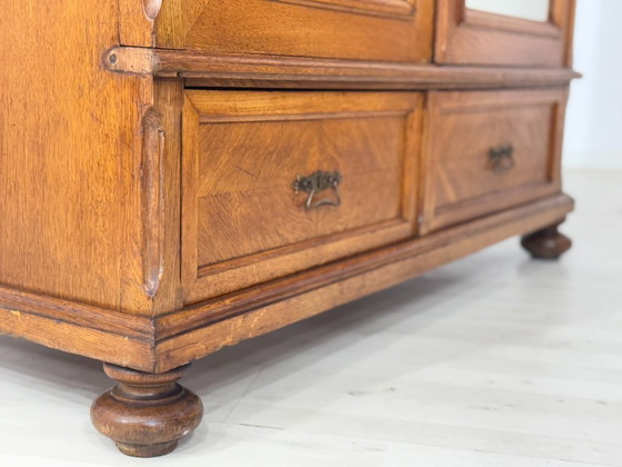 Image 1 of Beautiful Art Nouveau wardrobe / wooden cabinet / linen cupboard / vintage wardrobe