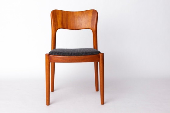 Image 1 of Set van 6 Niels Koefoed "Ole" eetkamerstoelen, Deense Mid Century Teak stoelen jaren 1970, Koefoeds Hornslet Vintage stoelen
