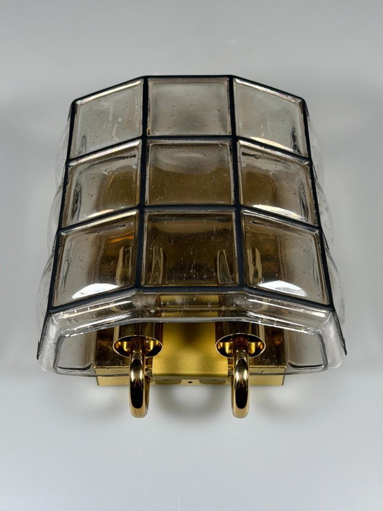 Image 1 of 60er 70er Jahre Wandlampe Wall Sconce Glashütte Limburg Germany Glas & Metall