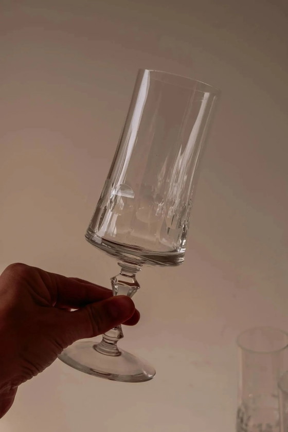 Crystal champagne glasses from France, set of 4, Glass & Decanter, Transparent, Vintage (photo 5 of 6)