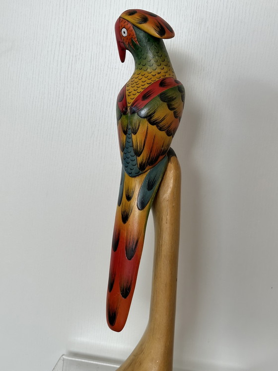 Image 1 of Scultura d'epoca in legno di balsa, pappagallo