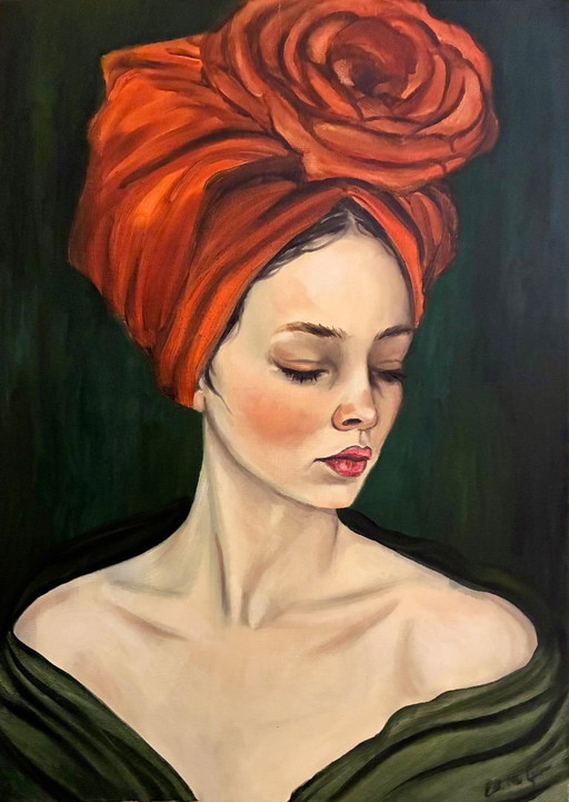 Woman's Flower – schilderijen tekeningen, Canvas