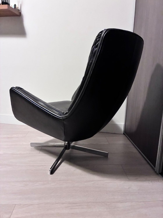 Image 1 of Draaistoel leder donkerbruin - Goossens 'Merci'