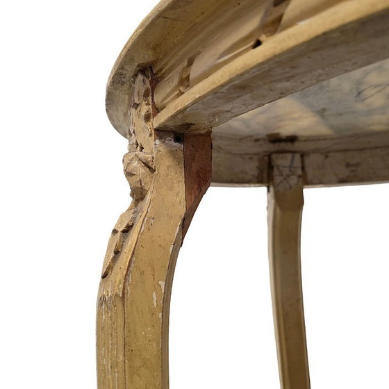 Image 1 of Frans klassiek ovale bijzettafel met marmer, eind 19e eeuw