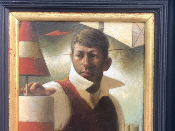 Image 1 of Kevin Hendley - Le présentateur météo, peinture à l'huile originale