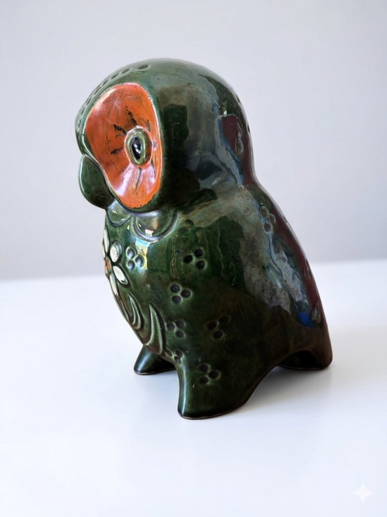 Image 1 of Grote vintage spaarpot met uil van Jema Holland, 20 cm, glanzend keramiek, jaren 70.