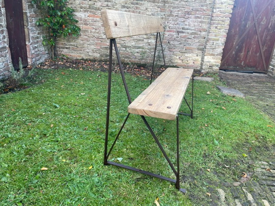 Banc vintage français avec dossier pour entrée ou jardin – Bancs de jardin, Wood, Iron (photo 3 of 19)