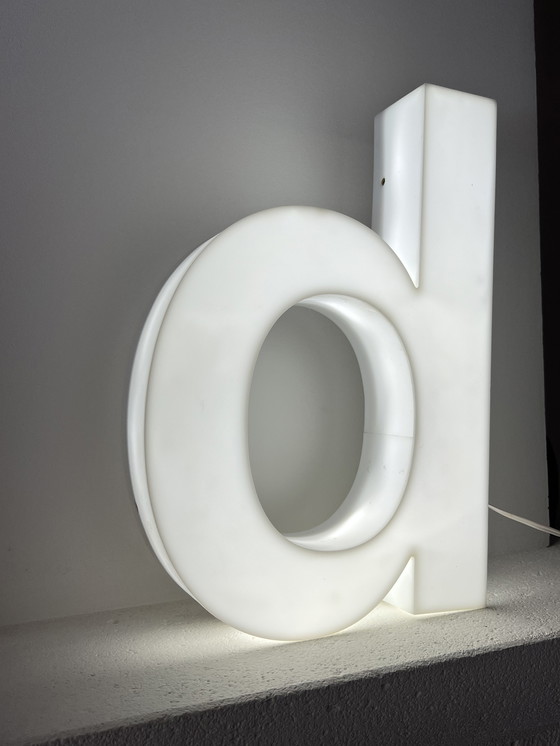 Image 1 of Leuchtbuchstabe "D" für weißes Vintage-Aushängeschild - 70er Jahre