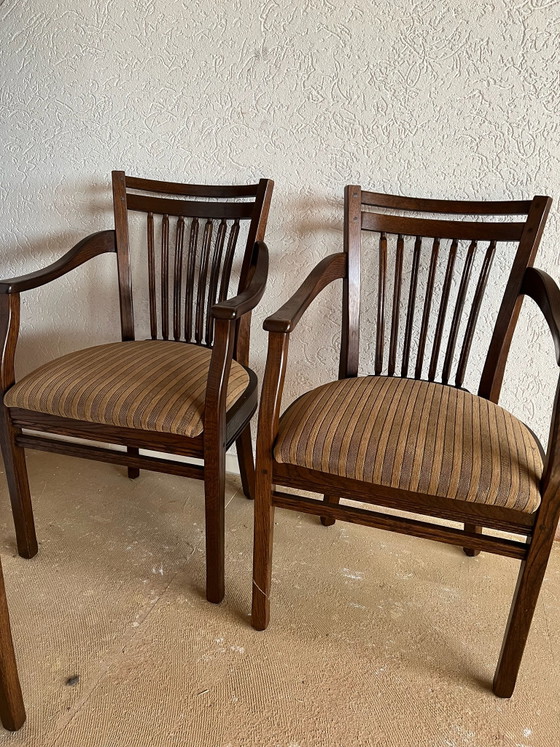 6 Bannink Art Nouveau Oak Dining Chairs – Textile, Wood (photo 2 of 5)
